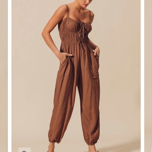 Pants - Brown jogger jumpsuit